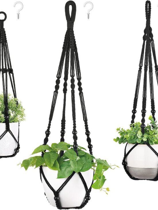 Other - 3 Pack Macrame Plant Hangers Hanging Planters for Indoor Plants Black